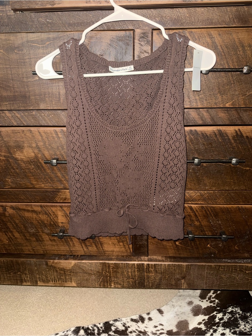 Abercrombie Brown Crochet Knit Tank Top